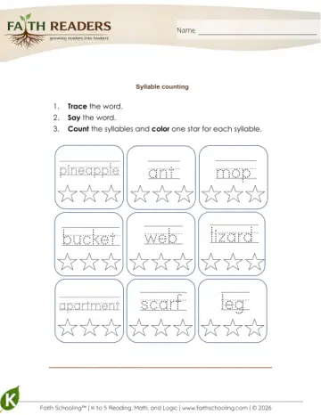 Grade 1 Phonics, Decoding & Spelling Patterns: Syllables — worksheet preview