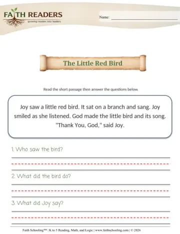 Kindergarten Reading Comprehension & Fluency: Reading Passages — worksheet preview