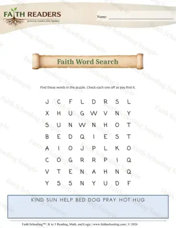 Kindergarten phonics worksheet — K Spelling Word Search 3 Word Search