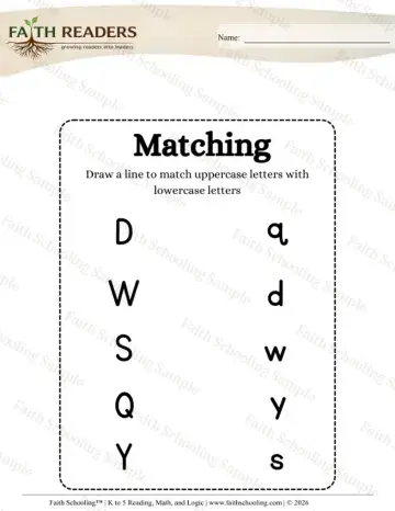 Kindergarten phonics worksheet — Match Upper to Lowercase Draw Line (Practice Set 2)
