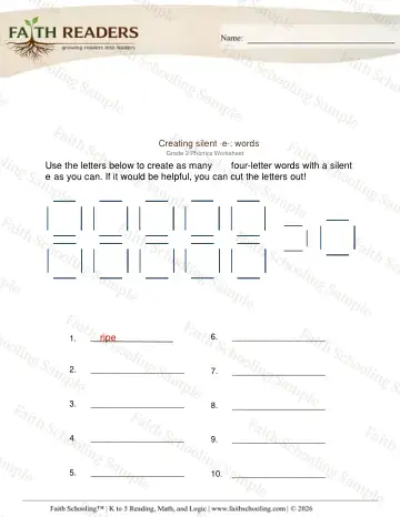 3rd Grade phonics worksheet — Word Building & Unscramble. Constructing Words (Practice Set 2)