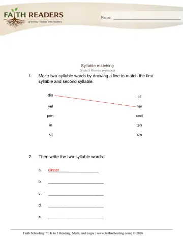 Grade 3 Phonics, Decoding & Spelling Patterns: Syllables — worksheet preview