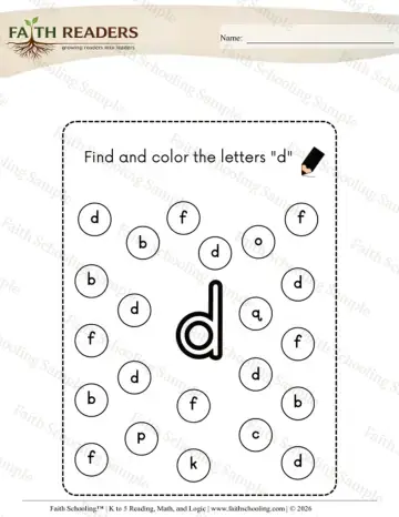 Kindergarten phonics worksheet — Find and Color Lowercase Letter (Practice Set 4)