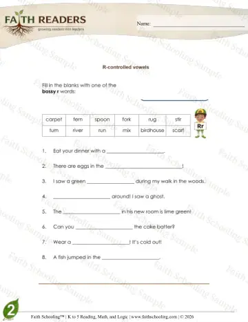 2nd Grade phonics worksheet — Vowel Sounds. R Controlled Vowels Yeg (Practice Set 2)