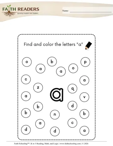 Kindergarten Phonics, Decoding & Spelling Patterns: Find The Letter — worksheet preview