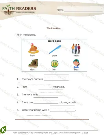 1st Grade phonics worksheet — Word Families (Practice Set 3)