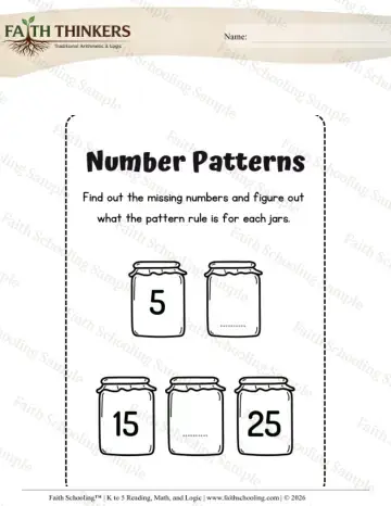 Kindergarten early learning worksheet — Patterns and Early Algebra. Patterns (Practice Set 6)