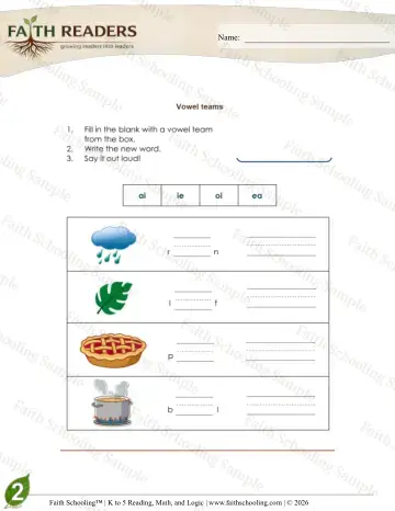 2nd Grade phonics worksheet — Vowel Teams (Practice Set 4)