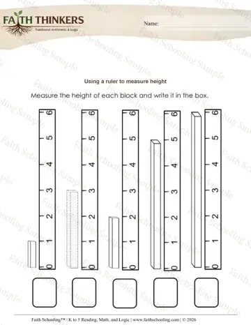 Kindergarten early learning worksheet — Measuring with a Ruler. Measurement Ruler (Practice Set 4)
