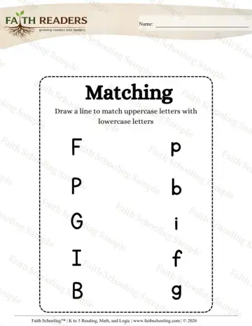 Kindergarten phonics worksheet — Match Upper to Lowercase Draw Line (Practice Set 3)