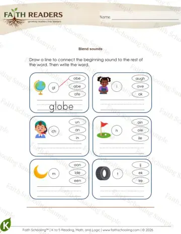 1st Grade phonics worksheet — Phonemic Awareness. Blending Sounds Asr