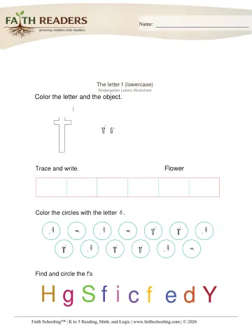 Lowercase Letter F (Practice Set 1)