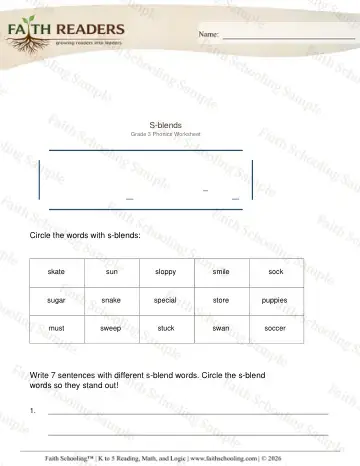 3rd Grade phonics worksheet — Blends & Digraphs. Consonant Blends (Practice Set 3)