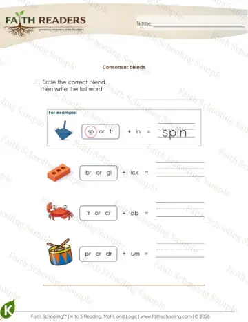 1st Grade phonics worksheet — Blends & Digraphs. Consonant Blends (Practice Set 4)