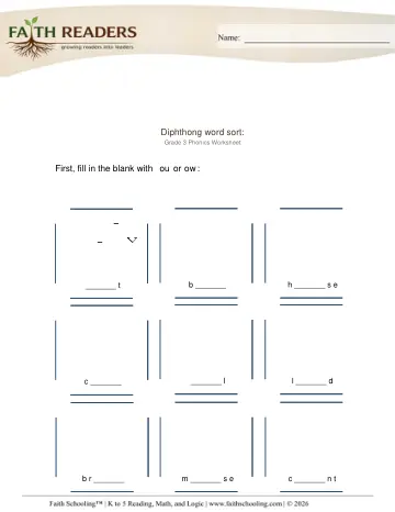 Grade 3 Phonics, Decoding & Spelling Patterns: Vowel Sounds — worksheet preview