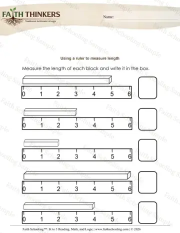 Kindergarten early learning worksheet — Measuring with a Ruler. Measurement Ruler (Practice Set 2)