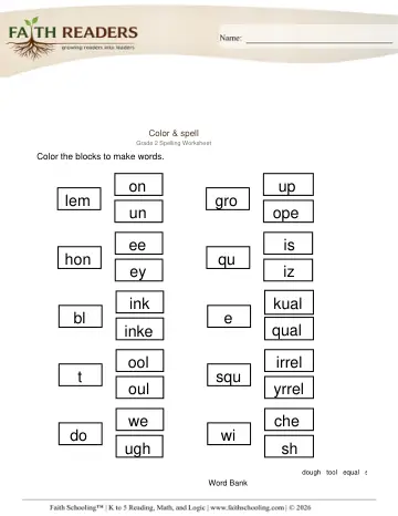 Color Spell Words Nuc (Practice Set 1)