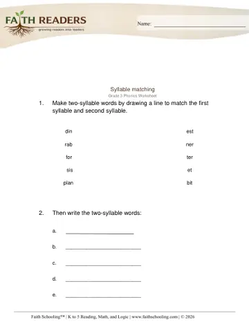 Syllables Matching Gur (Practice Set 1)