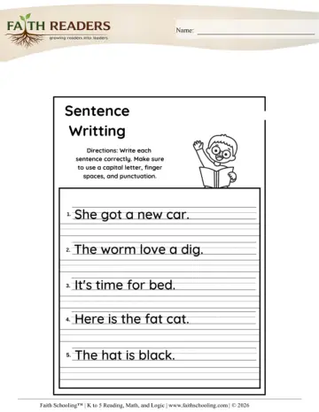 Sentence Writing Practice (Practice Set 3)
