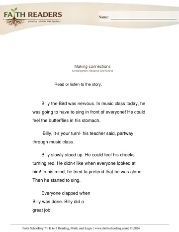 Kindergarten Reading Comprehension & Fluency: Details And Inference — worksheet preview