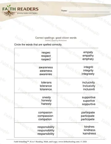 3rd Grade phonics worksheet — Correct Spelling Word (Practice Set 2)