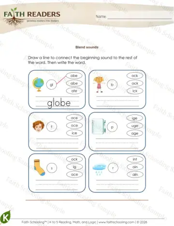 1st Grade phonics worksheet — Phonemic Awareness. Blending Sounds (Practice Set 2)