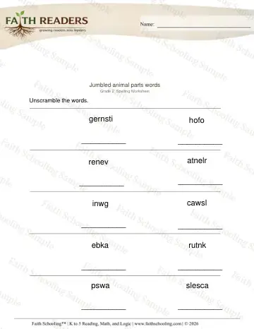 2nd Grade phonics worksheet — Word Building & Unscramble. Jumbled Words (Practice Set 2)