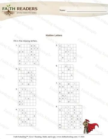4th Grade phonics worksheet — Hidden Letters (Practice Set 3) (Practice 1)