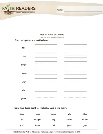 Recognize Sight Words Gto (Practice Set 1)