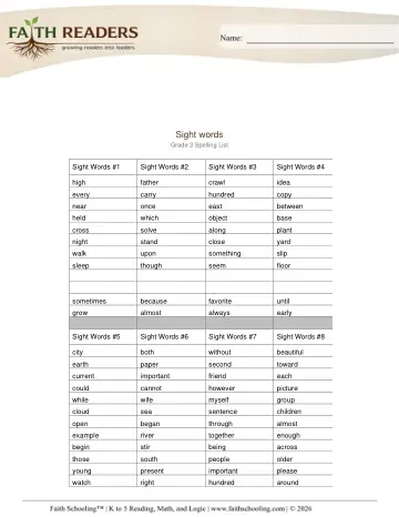 Grade 3 Phonics, Decoding & Spelling Patterns: Phonics & Sight Words — worksheet preview