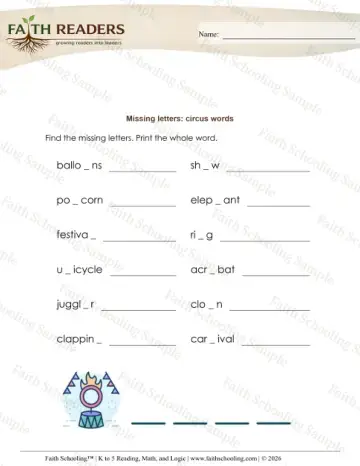 2nd Grade phonics worksheet — Missing Letters (Practice Set 2)