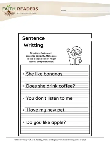 Sentence Writing Practice (Practice Set 8)
