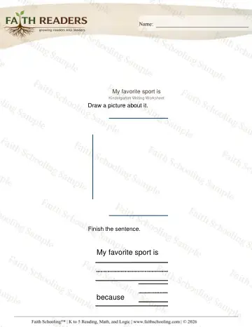 Kindergarten grammar & writing worksheet — Opinion Writing Prompts (Practice Set 5)