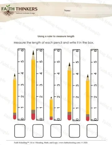 Kindergarten early learning worksheet — Measuring with a Ruler. Measurement Ruler (Practice Set 3)