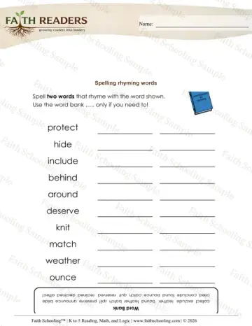 3rd Grade phonics worksheet — Rhyming Words (Practice Set 6)