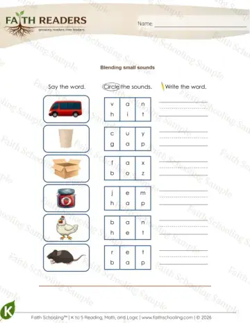 1st Grade phonics worksheet — Phonemic Awareness. Blending Phonemes (Practice Set 3)