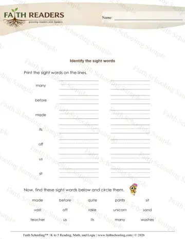 2nd Grade phonics worksheet — Recognize Sight Words (Practice Set 5)