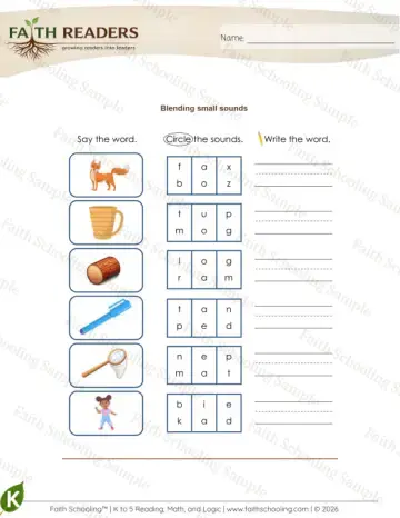 1st Grade phonics worksheet — Phonemic Awareness. Blending Phonemes (Practice Set 4)