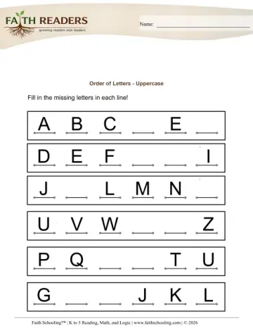Order of Letters Uppercase (Practice Set 1)