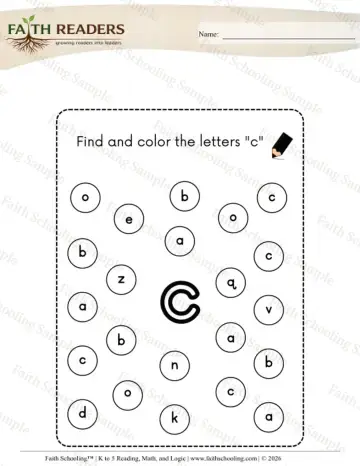 Kindergarten phonics worksheet — Find and Color Lowercase Letter (Practice Set 3)