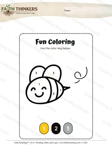 Kindergarten math worksheet — Color By Number Winter Theme (Practice Set 5)