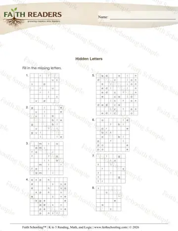 5th Grade phonics worksheet — Hidden Letters (Practice Set 1) (Practice 2)
