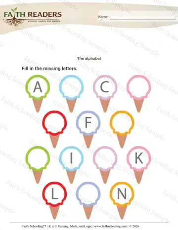 Kindergarten phonics worksheet — Alphabetical Order. Order of Letters Uppercase (Practice Set 3)