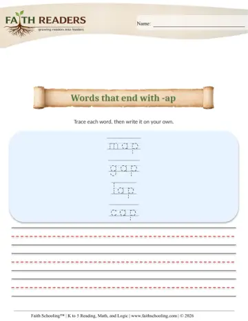 K Phonics Trace Write 1 Words That End With Ap