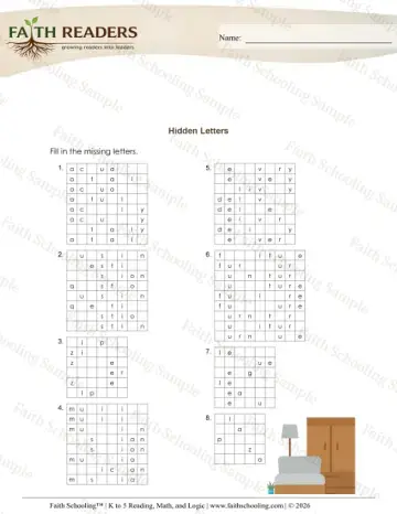 4th Grade phonics worksheet — Hidden Letters (Practice Set 1) (Practice 2)