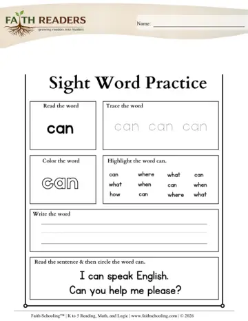 Sight Word Multi Activity Page 1