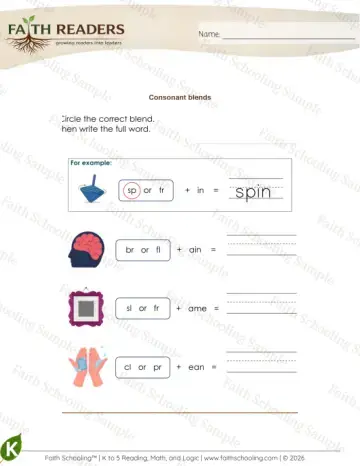 1st Grade phonics worksheet — Blends & Digraphs. Consonant Blends (Practice Set 6)