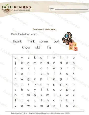 1st Grade phonics worksheet — Sight Words Word Search (Practice Set 3)