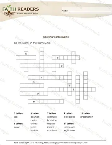 4th Grade phonics worksheet — Spelling Practice. Framework (Practice Set 6)