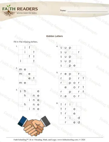 2nd Grade phonics worksheet — Hidden Letters (Practice Set 5)